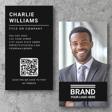 full photo logo modern minimal qr code black business invitations