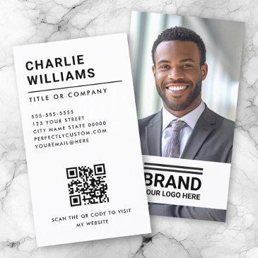 full photo logo modern minimalist qr code white business invitations
