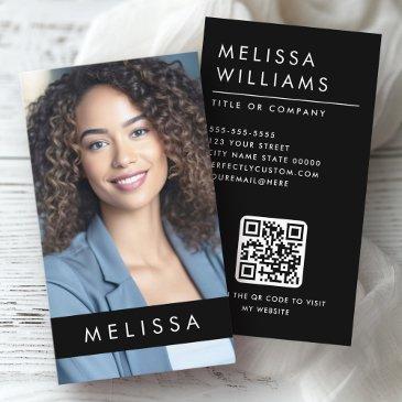 full photo moder minimalist qr code black business invitations