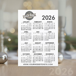 Small Full Year View Calendar With Company Logo Invitation Front View