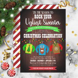 Small Fun And Festive Ugly Christmas Sweater Party Invitation Front View
