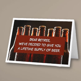 Small Fun, Beer-lovers Retirement Folded Invitations Front View