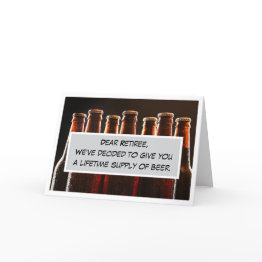 Small Fun, Beer-lovers Retirement Folded Invitations Front View
