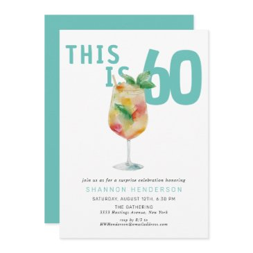 fun bubbly drink 60th birthday party invitation