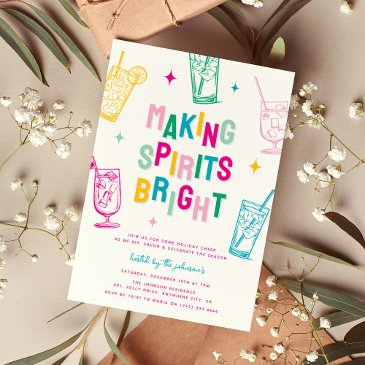 fun colorful making spirits bright christmas party invitation