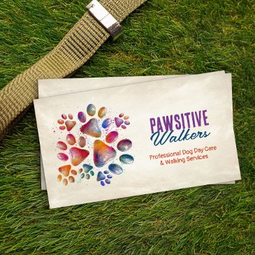 fun colorful paw prints business invitations