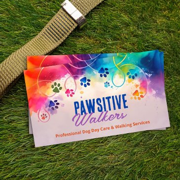 fun colorful watercolor paw prints business invitations