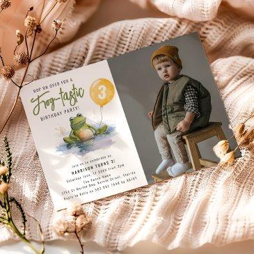 fun frog-tastic photo birthday party invitation