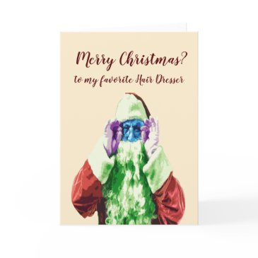 fun hair dresser christmas wishes santa claus holiday invitations
