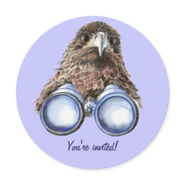 Small Fun Hawk Bird Watching Birthday Invite Front View