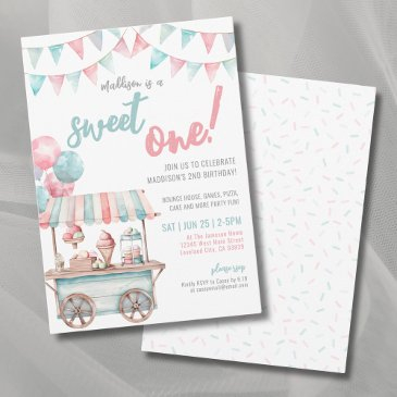 fun ice cream summer 1st birthday party invitation