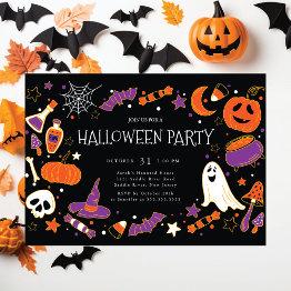 Small Fun Kids Halloween Party Invitation Front View