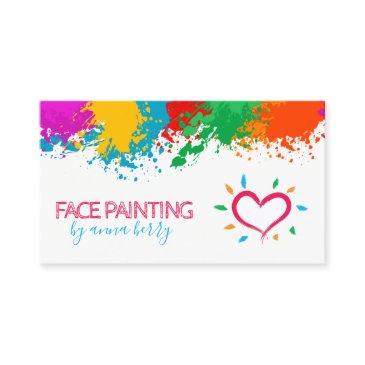 fun paint splatter and heart face painting calling invitations