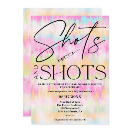Small Fun Tie Dye Shots Vaccination Celebration Invitation Front View