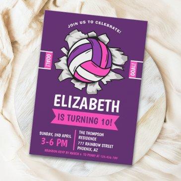 fun volleyball girl birthday invitation