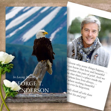 funeral bald eagle memorial prayer sympathy invitations