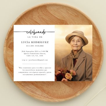 funeral in spanish | celebrando memorial photo invitation