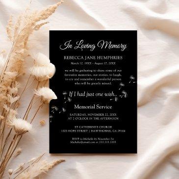 funeral memorial dandelion | celebration of life invitation