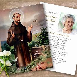 Small Funeral St Francis Of Assisi Sympathy Prayer Invitations Front View