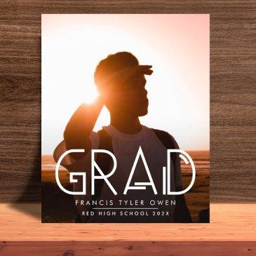funky text grad photo class of 2025 announcement