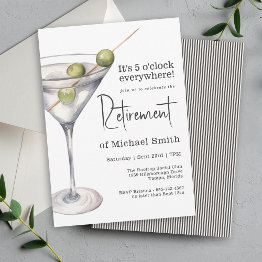 Small Funny 5 O'clock Everywhere Retirement Party Invitation Front View