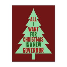 Small Funny Anti Governor Political Christmas Humor Postinvitations Front View