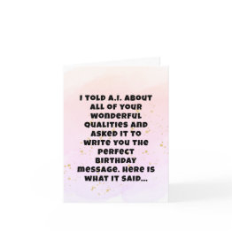 Small Funny Artificial Intelligence Sister Birthday Invitations Front View