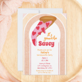 Small Funny Bachelorette Party Pizza Party Invitation Front View