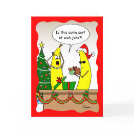 Small Funny Banana Christmas Invitations - Custom Holiday Invitations Front View