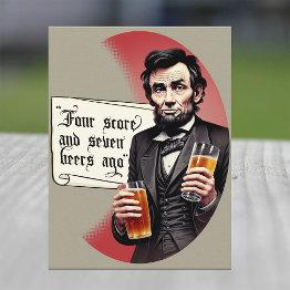 Small Funny Beer Drinking Abraham Lincoln Cookout Party Invitation Postinvitations Front View