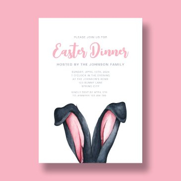 funny bunny ears easter dinner invitation