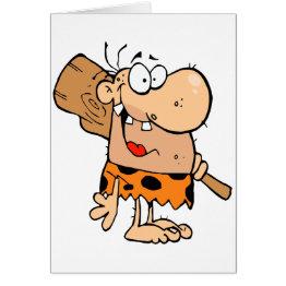 Small Funny Cartoon Caveman With Club Front View