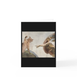 Small Funny Cat God Creation Of Adam Meme Michelangelo J Invitations Front View