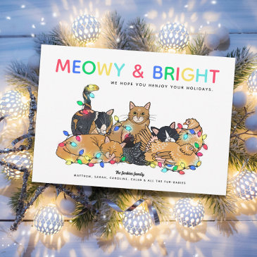funny cats & chickens christmas photo holiday invitations