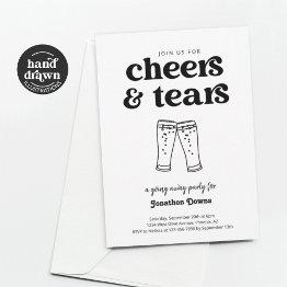 Small Funny Cheers & Tears Beer Going Away Party Invitation Front View