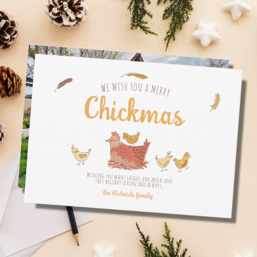funny chicken christmas photo holiday invitations