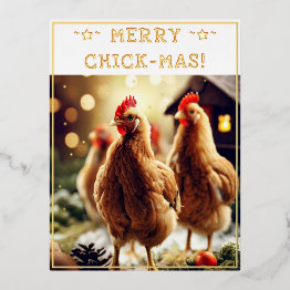Small Funny Christmas Quote Cute Fun Chicks Photography Foil Holiday Postinvitations Front View