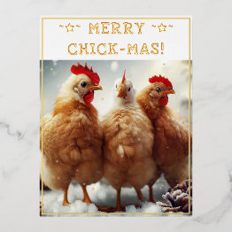 Small Funny Christmas Quote Cute Fun Chicks Photography Foil Holiday Postinvitations Front View