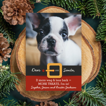 funny christmas santa dog more wag less bark photo holiday invitations