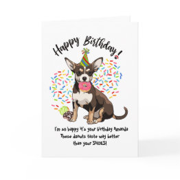 Small Funny Cute Chihuahua Dog Birthday Invitations Donuts Front View