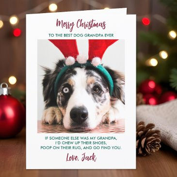 funny dog christmas granddog custom pet photo holiday invitations