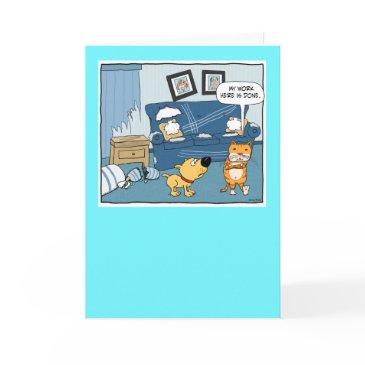 funny dog watches cat destroy room birthday invitations