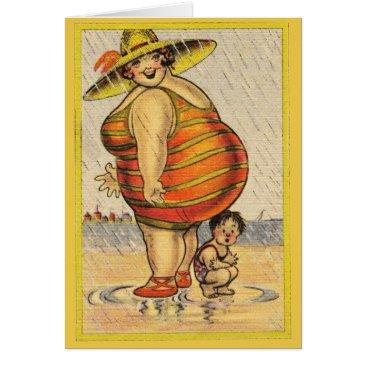 funny fat lady on beach
