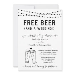 Small Funny Free Beer And A Wedding Invitation Front View