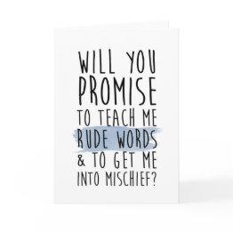 Small Funny Godmother / Godfather / Godparents Invitations Front View