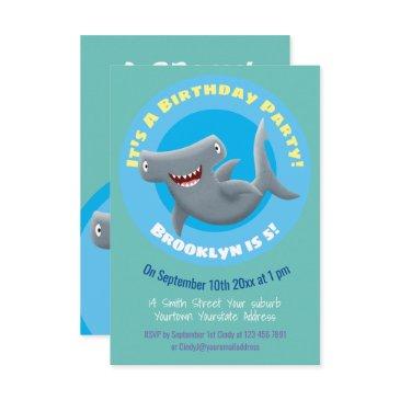 funny hammerhead shark personalized birthday invitation