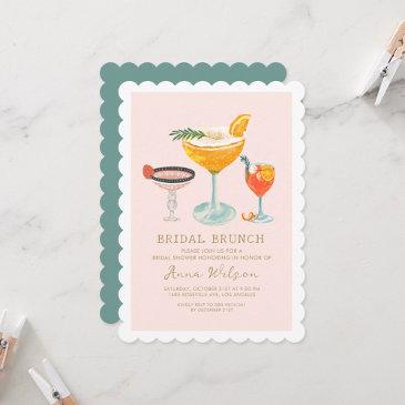 funny handrawing pinky coctails bridal shower invitation