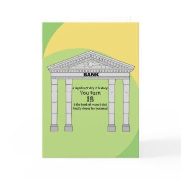 funny humor bank of mom & dad 18th birthday invitations