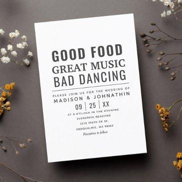 funny humorous modern black & white wedding invitation