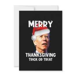 Small Funny Joe Biden Santa Hat Merry Thanksgiving Chris Invitation Front View